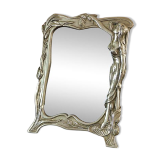 Art Nouveau style table mirror in solid bronze 20x26cm