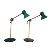 Pair of lamps Veneta Lumi Italy color primaries 80s