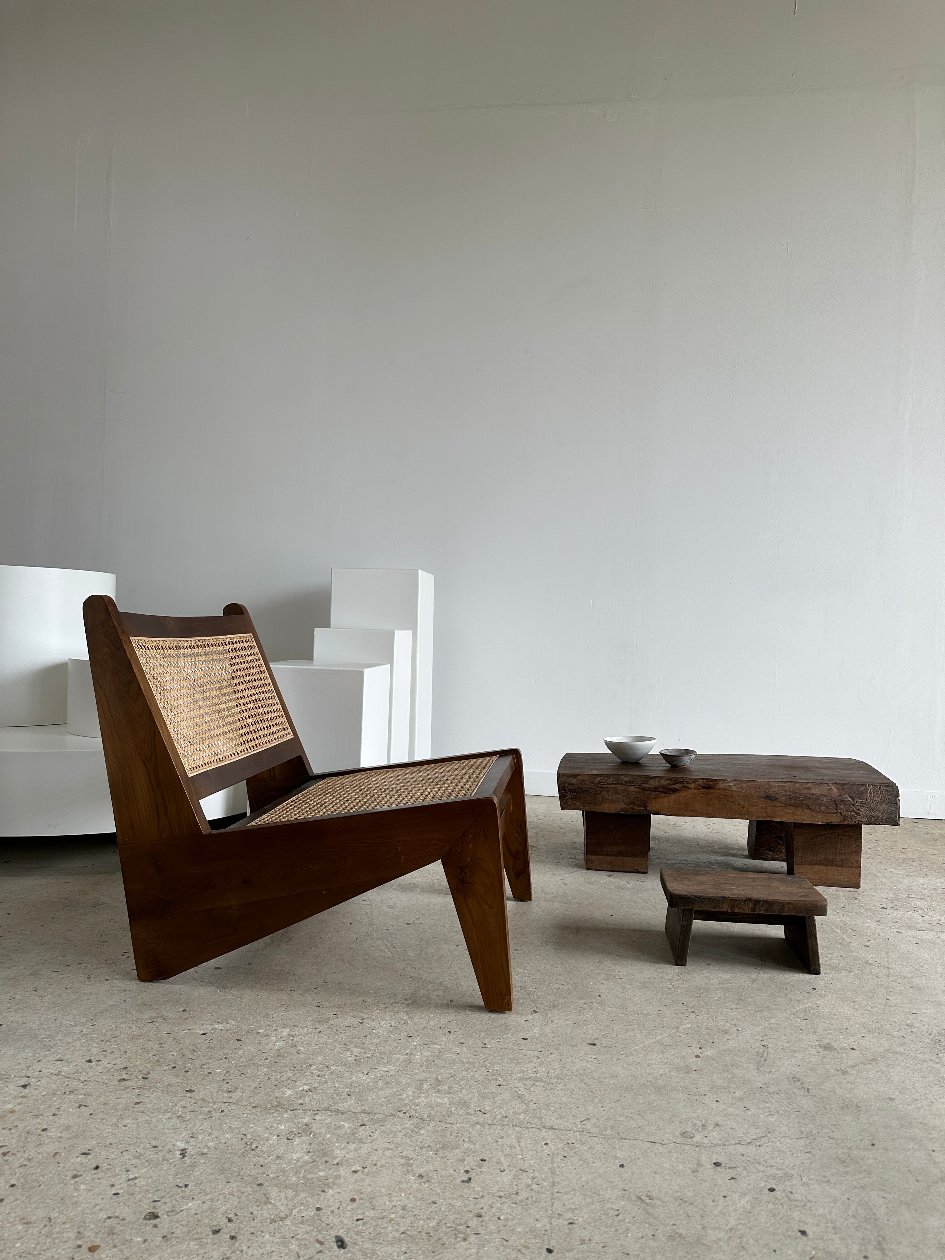 Asian solid wood quadripod brutalist coffee table H30 L81 l42