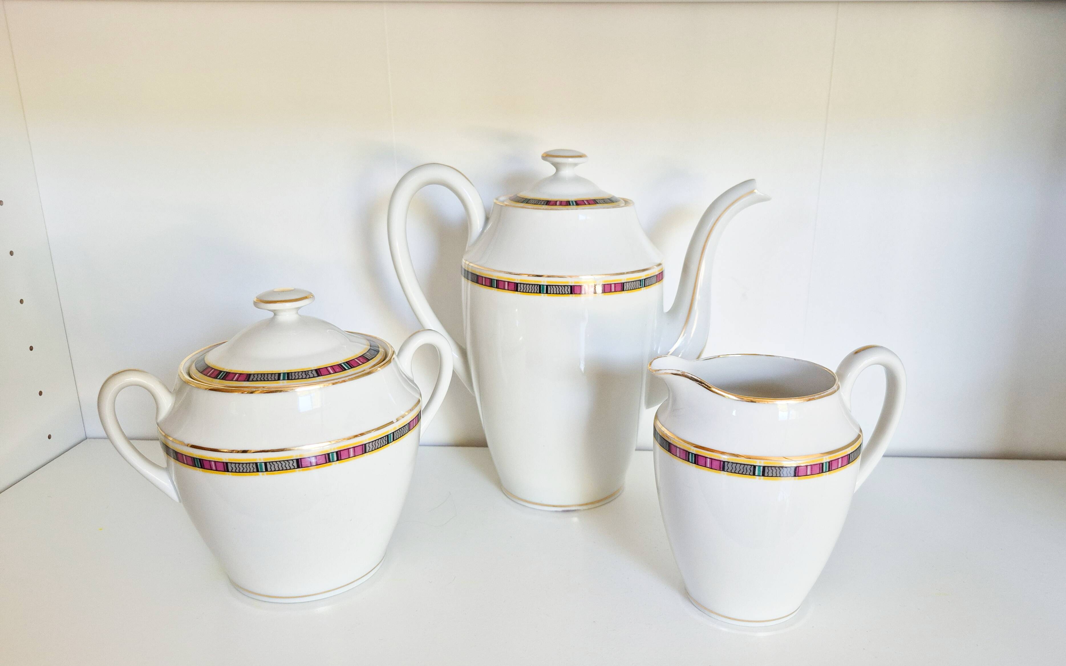 Limoges porcelain coffee service, vintage French.