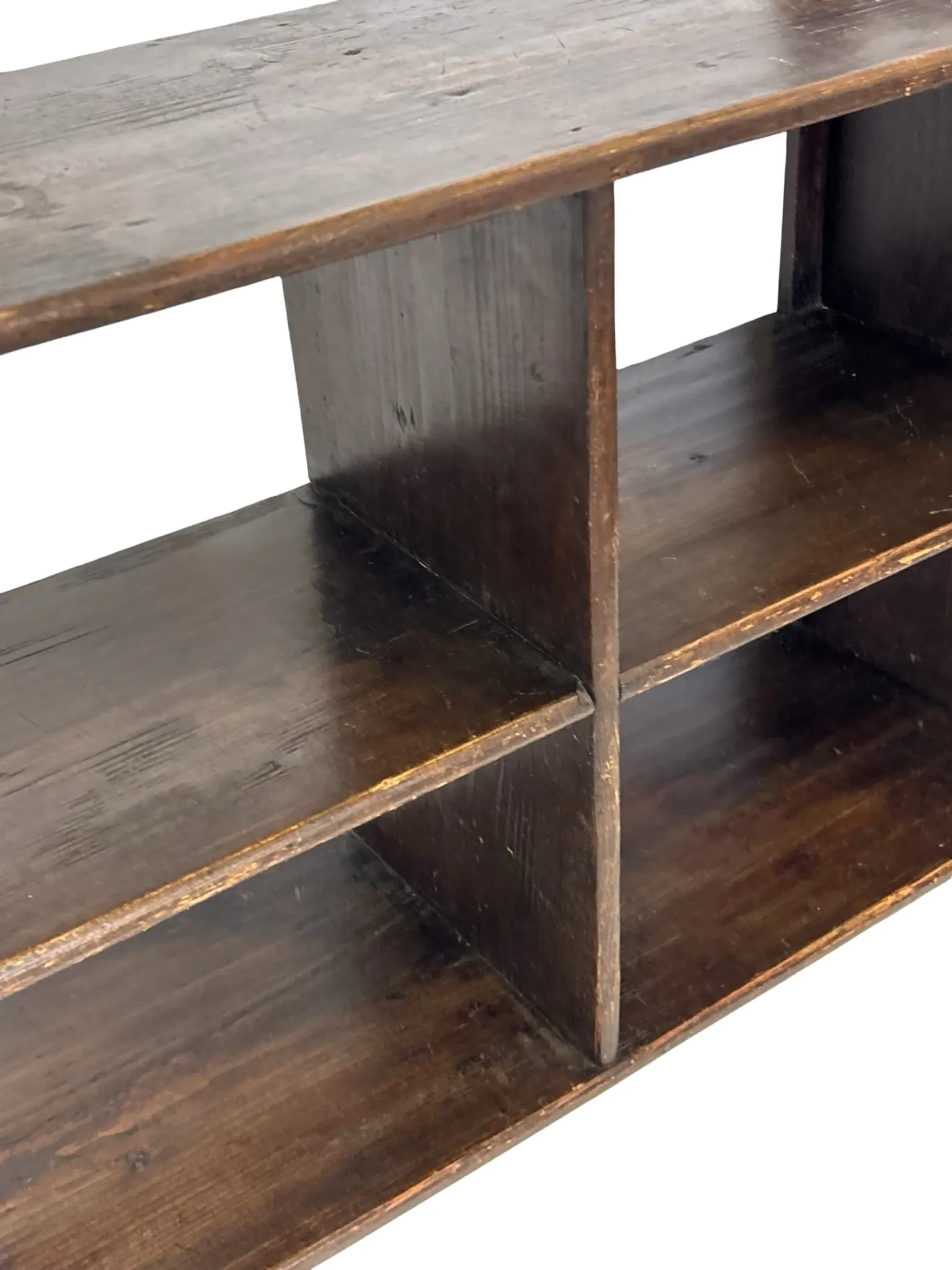 Vintage wooden wall shelve rack in oak brutalist minimalist design