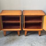 Pair of vintage light wood bedside tables