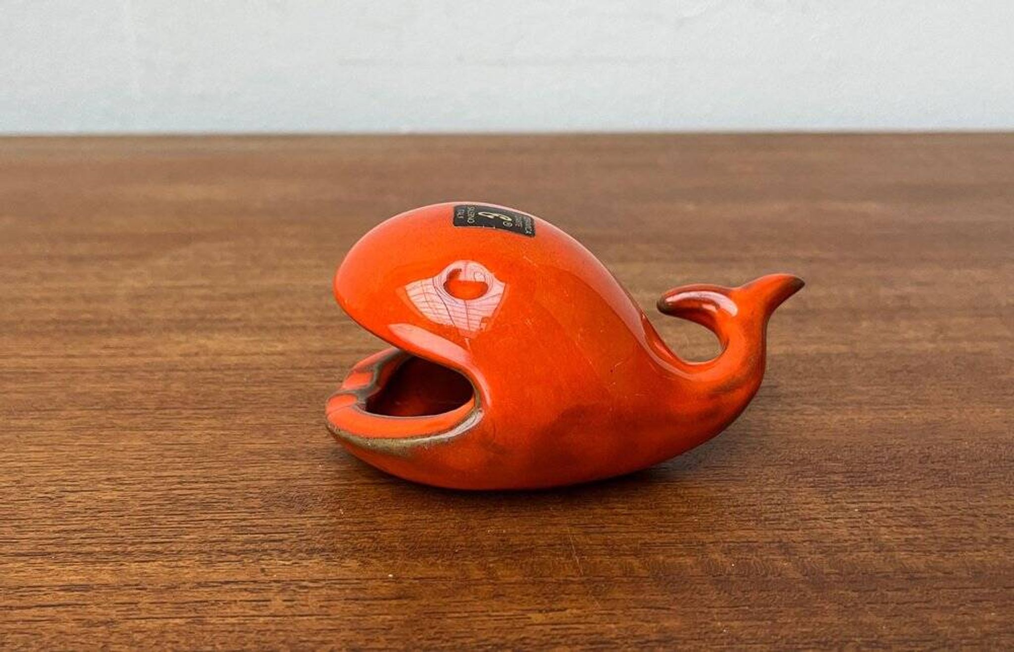 Whale Figurine Ashtray in Ceramic by Ceramica D'Arte, Salerno, Italy, 1970s