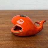 Whale Figurine Ashtray in Ceramic by Ceramica D'Arte, Salerno, Italy, 1970s