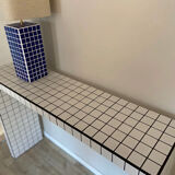 Tile console ceramic mosaic white black