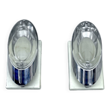 Oscar Torlasco, postmodern pair of Italian sconces in chrome and glass. 1970s