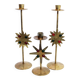 Set de 3 bougeoirs soleil en laiton