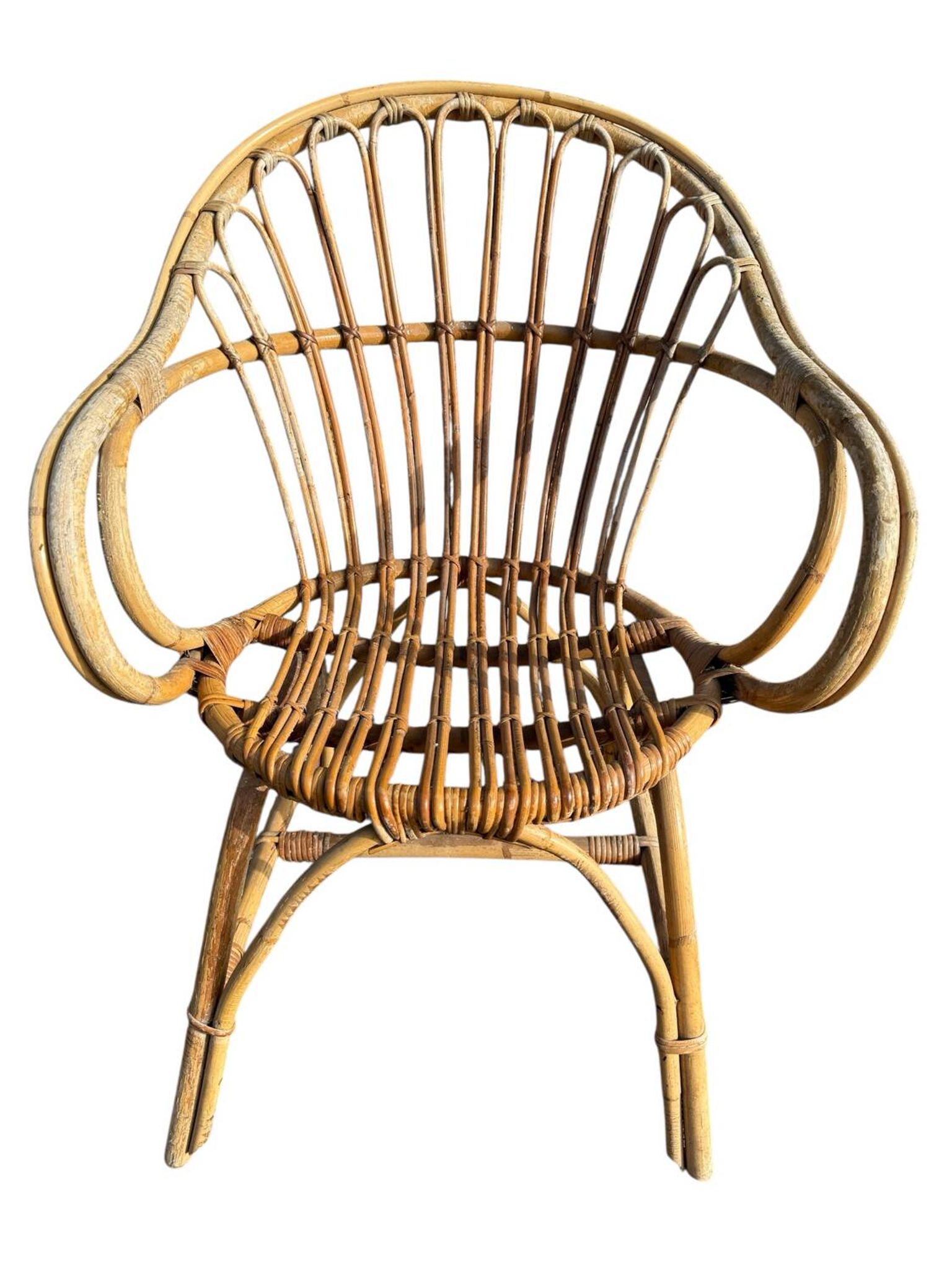 Set of 4 rattan armchairs from the 1960s, France.
