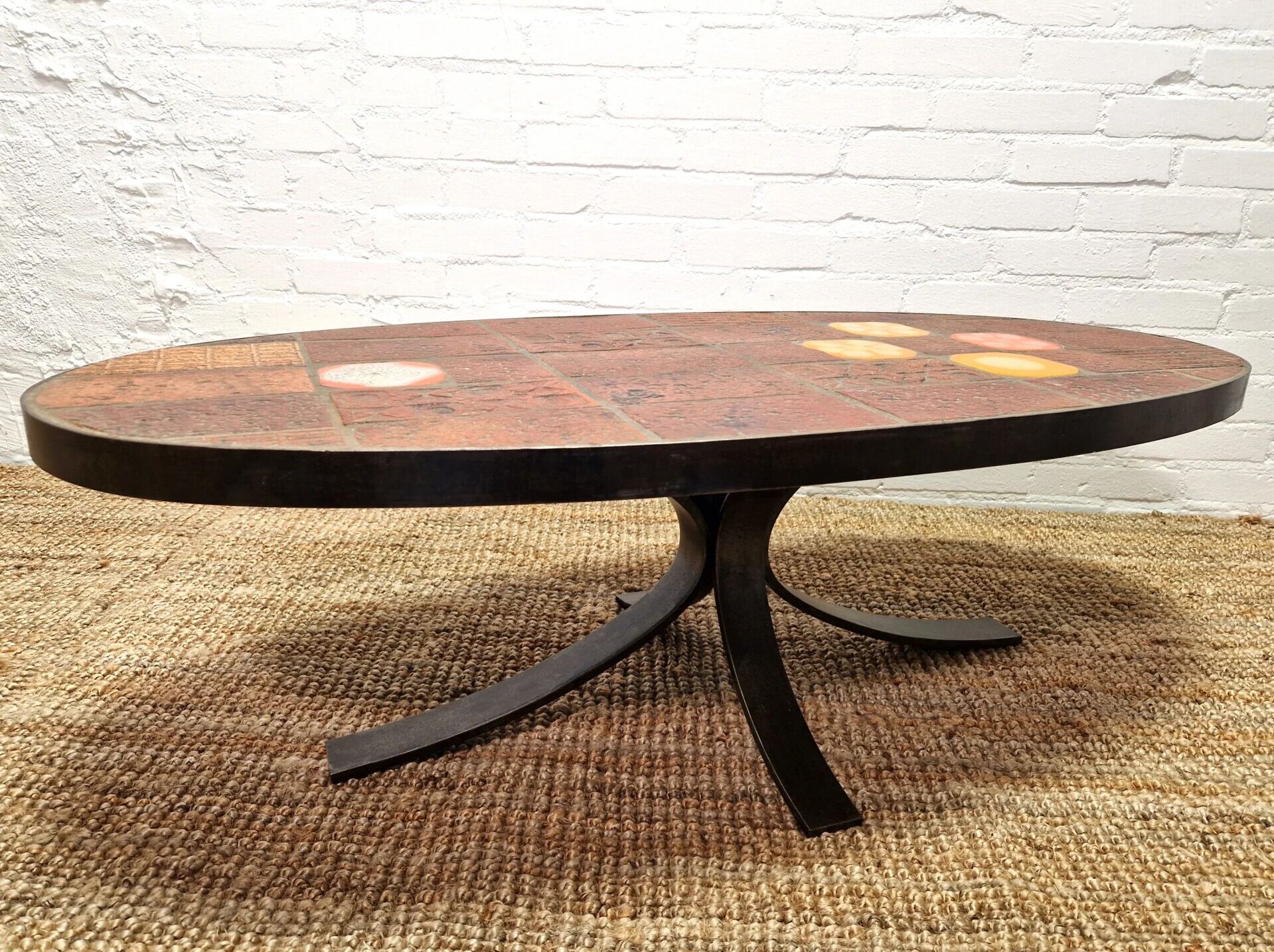 Jean Jaffeux lava stone and ceramic coffee table