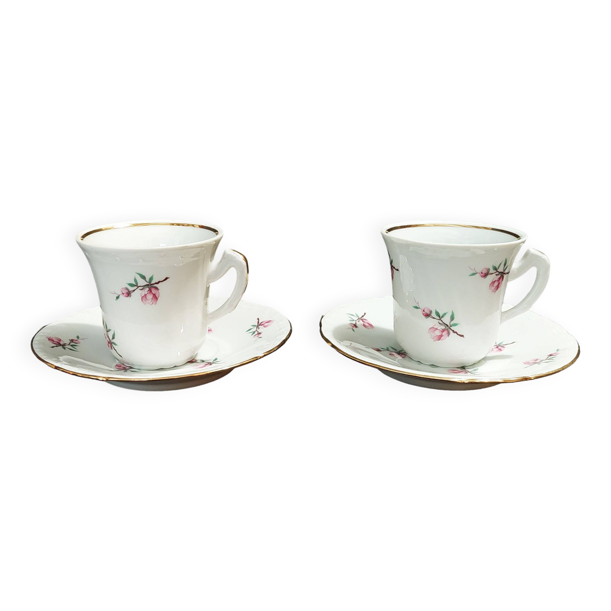 Pair of 20th century Couleuvre porcelain coffee cups