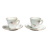 Paire de tasses à café en porcelaine de Couleuvre XXème