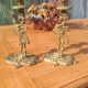 Bougeoirs en bronze, héron , Art déco orientaliste