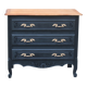 Louis XV style black commode with natural wood top – 3 drawers