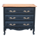Louis XV style black commode with natural wood top – 3 drawers