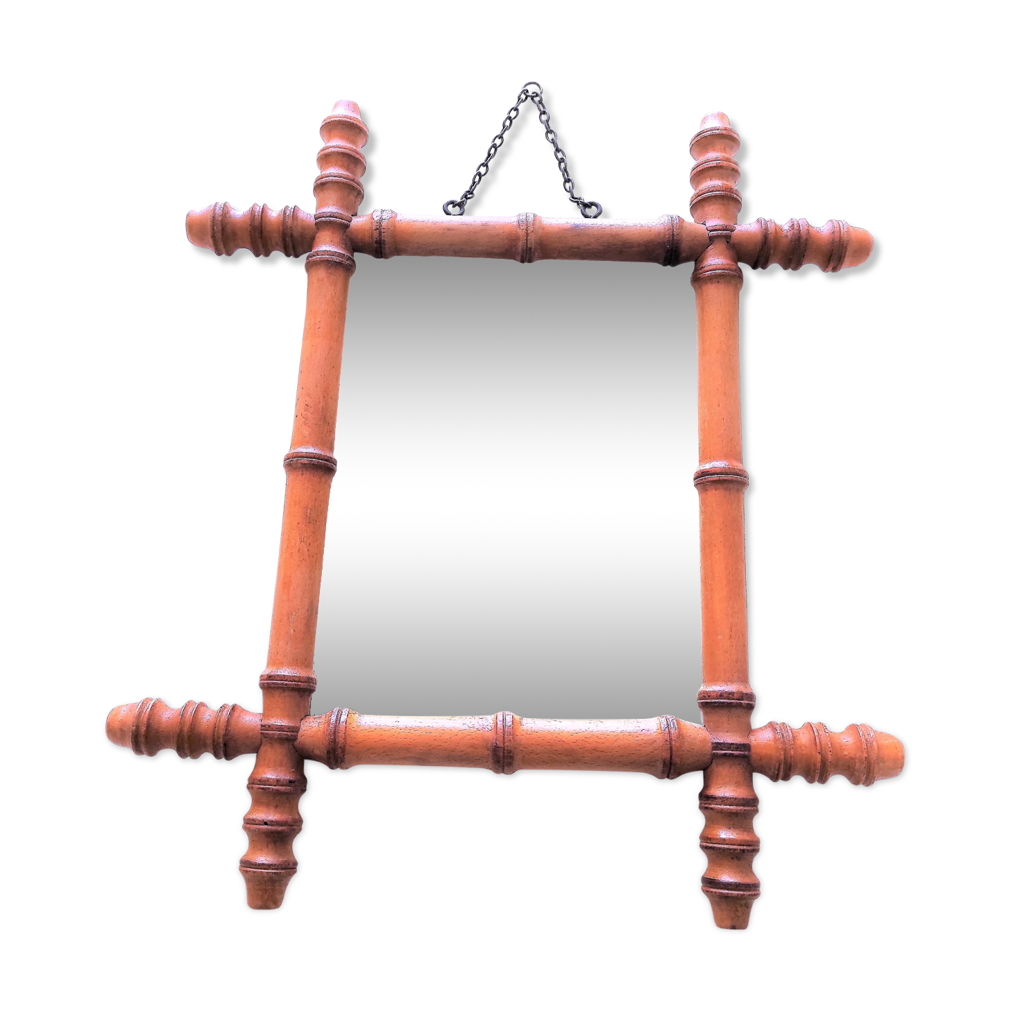 Former miroir says of barbier annee 30/50 bois style bambou true period 35x45cm