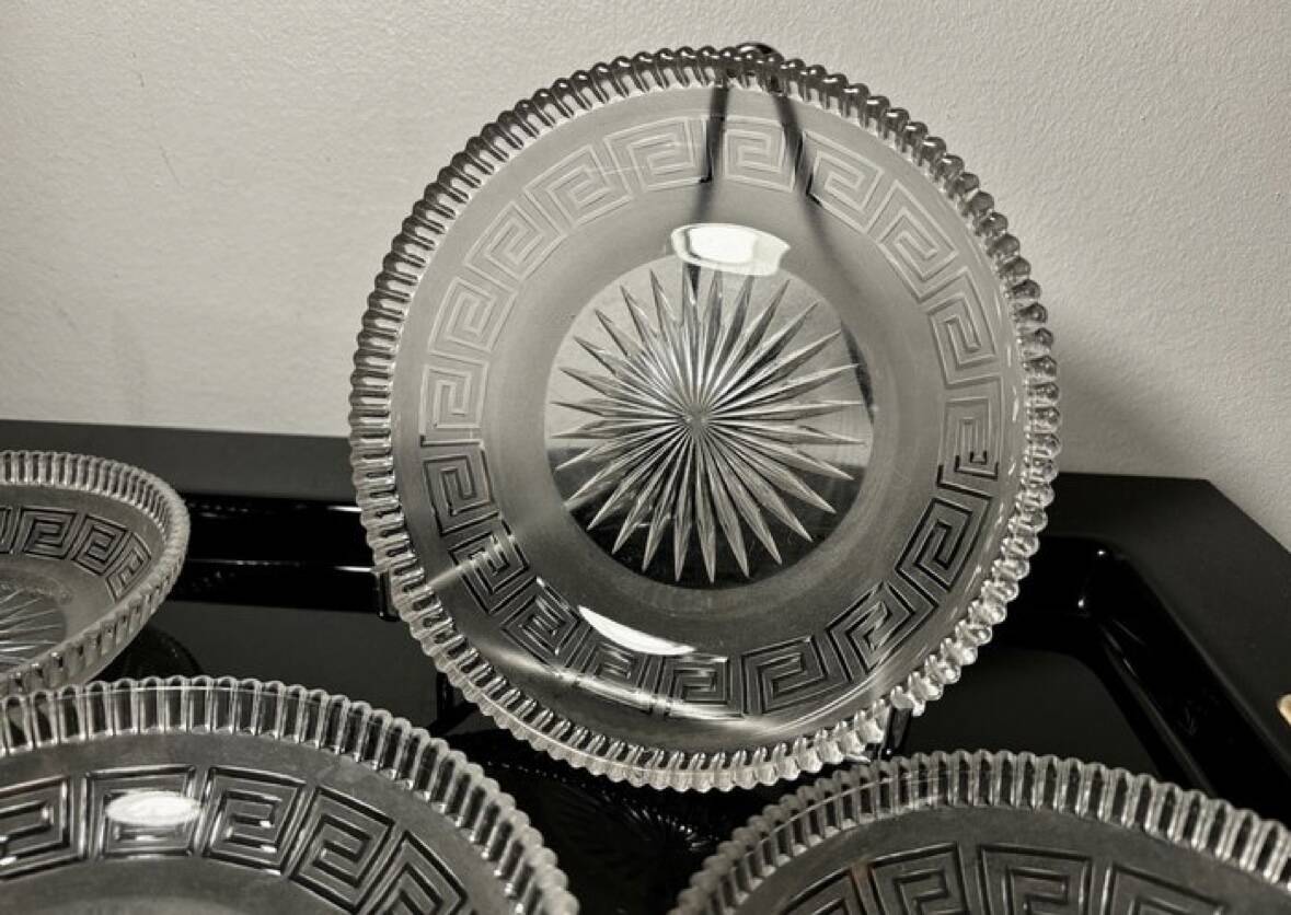 4 Baccarat plates in Greek key pattern 19th century