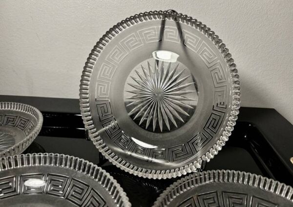 4 Baccarat plates in Greek key pattern 19th century