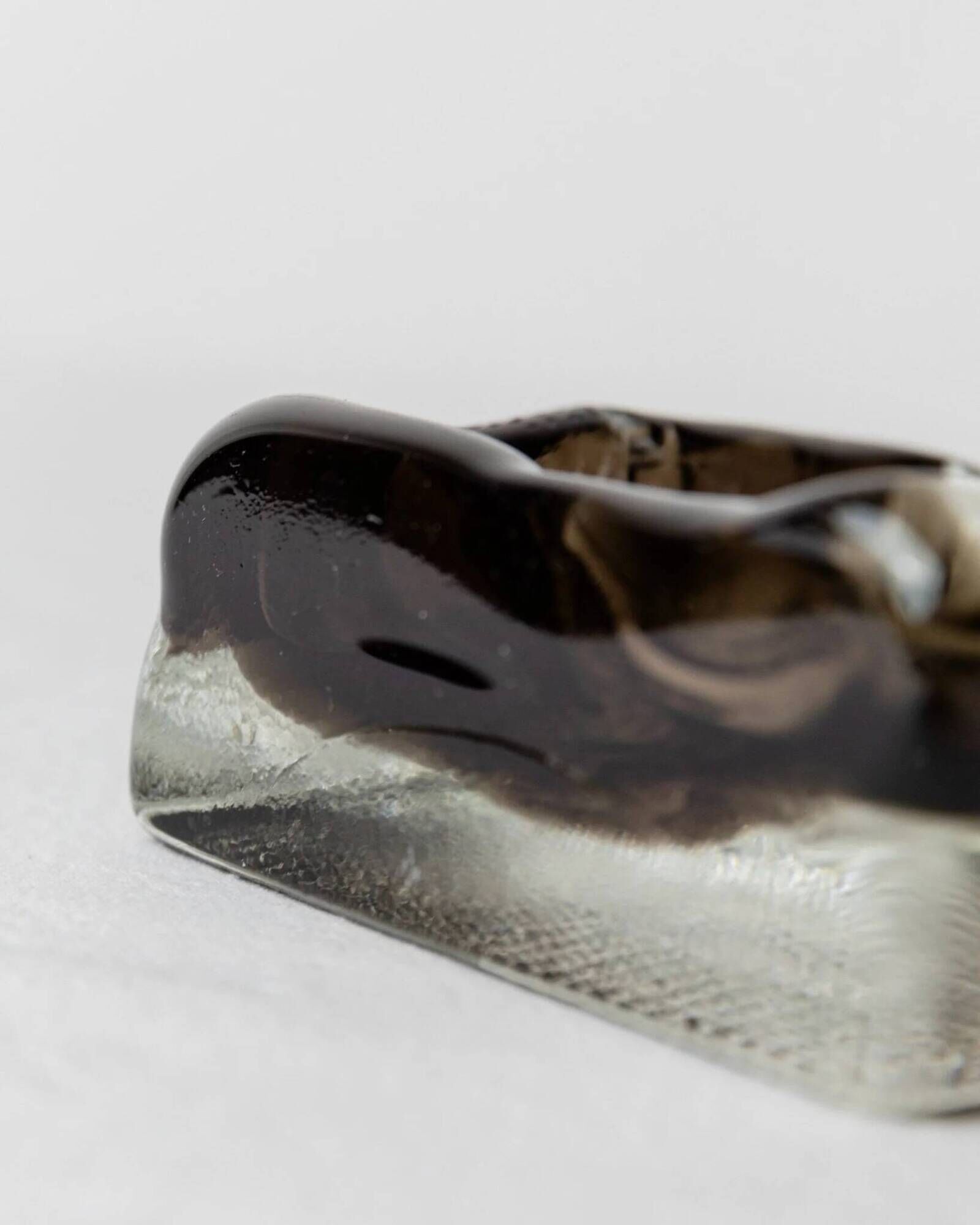 Transparent and Smoky Grey Murano Glass Ashtray – Vintage 1980s Hollywood Regency Decor