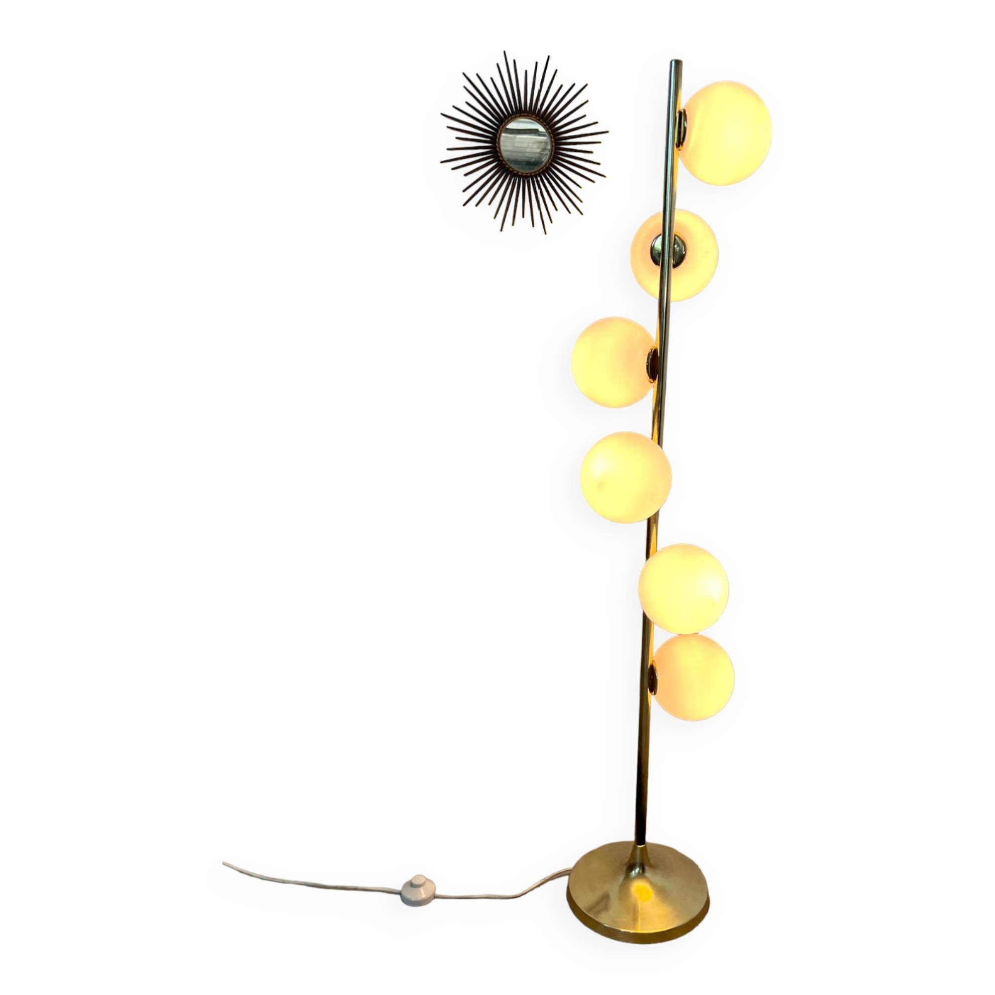 Old floor lamp in brass and opaline design from the 70s Max Bill lamp