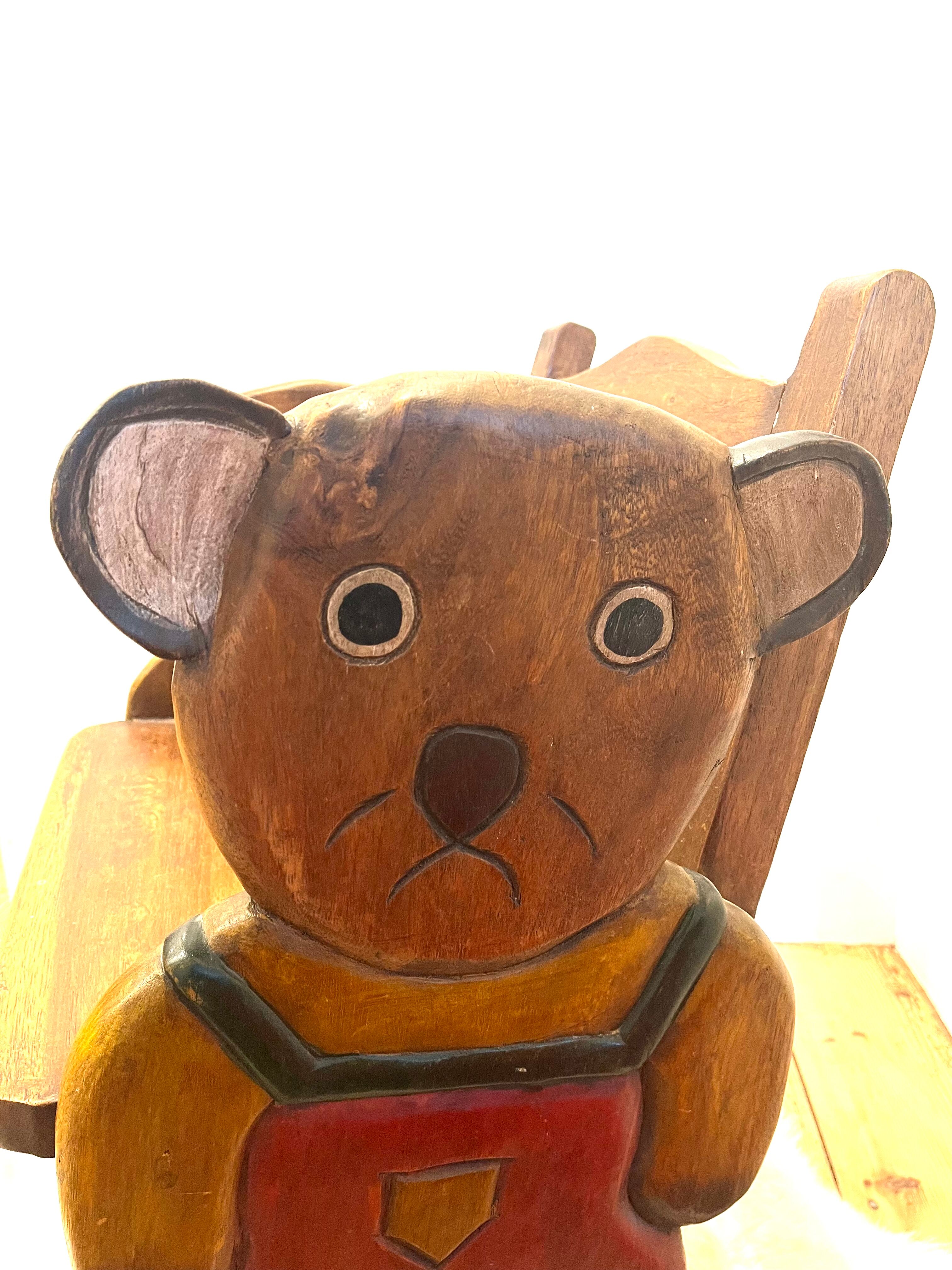 Wooden rocking chair - teddy bear