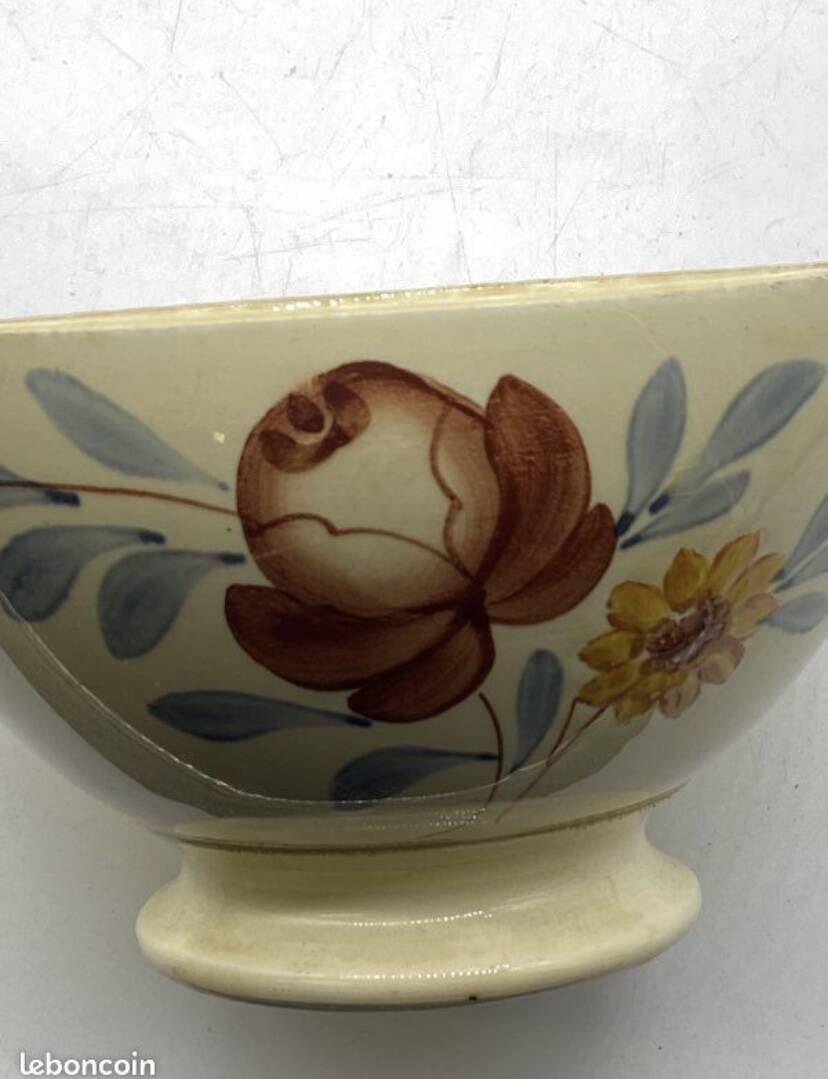 Large antique ceramic bowl from Digoin Sarreguemines