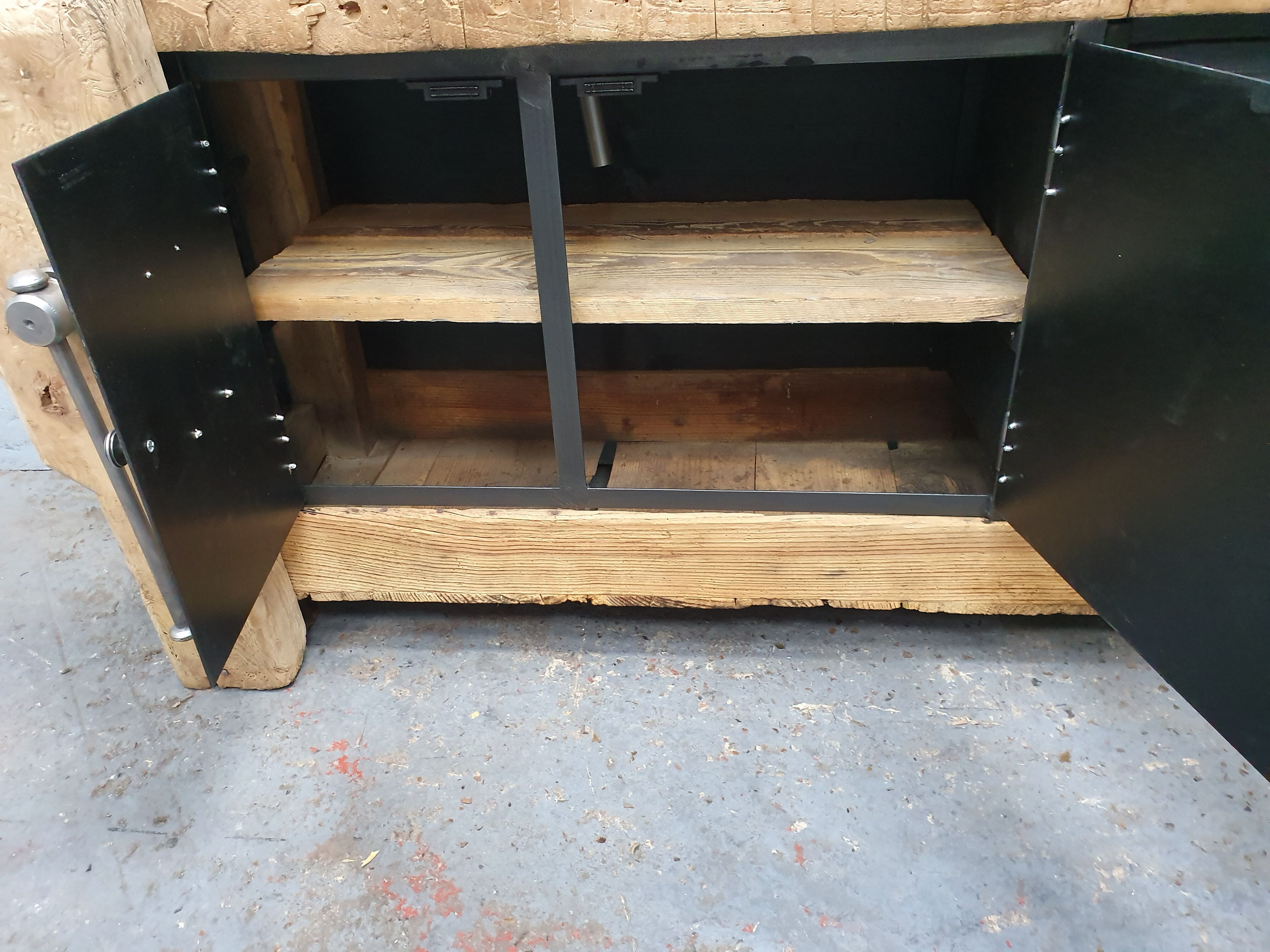 Industrial established furniture two metal doors and 6 wooden drawers