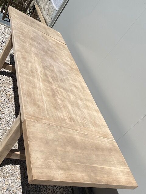 Stripped farmhouse table extensions to 255 cm