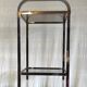 Side table in chrome metal and smoked glass - 70s/80s