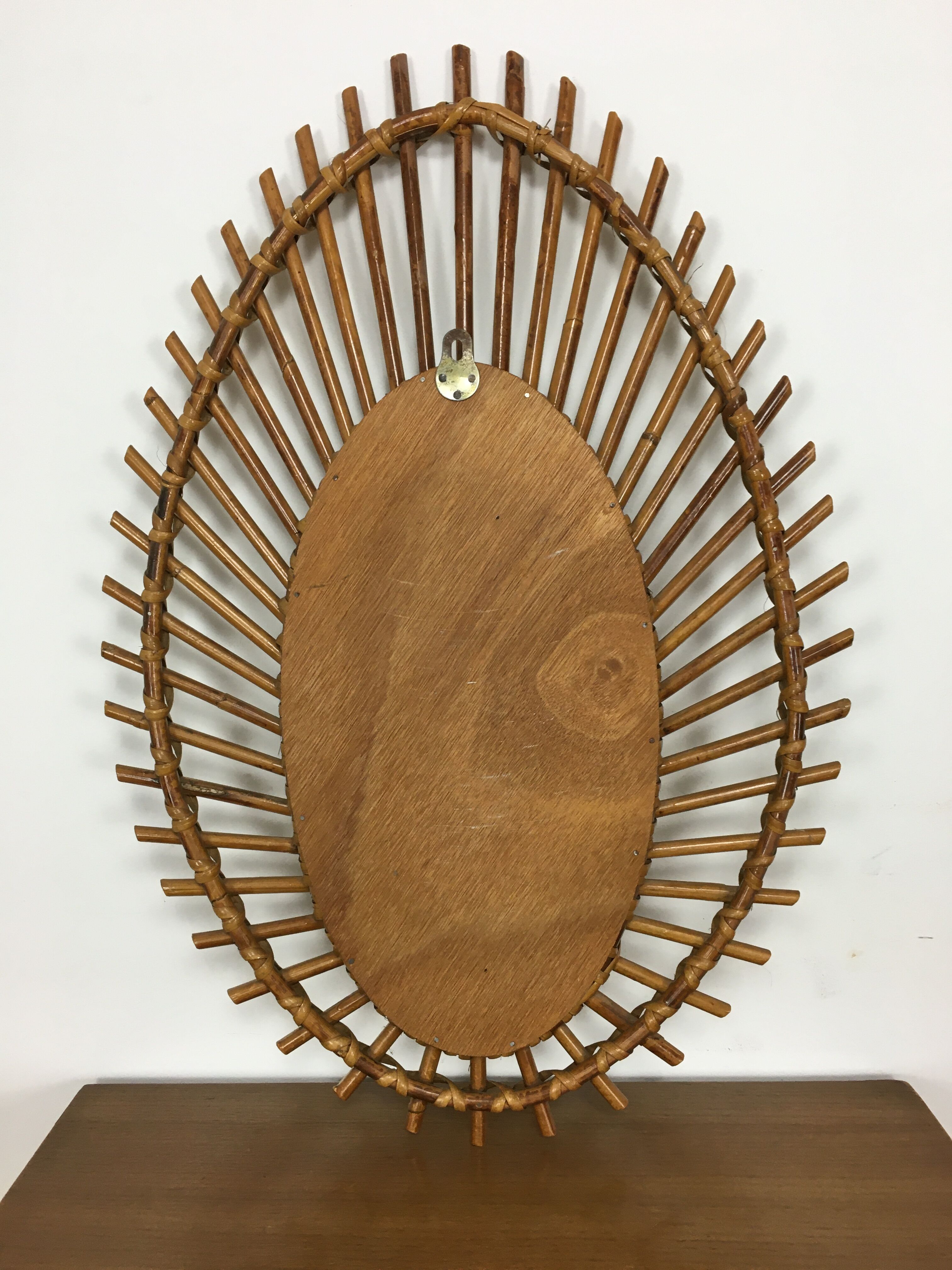 Mirror sun rattan 61 x 42 cm painted golden