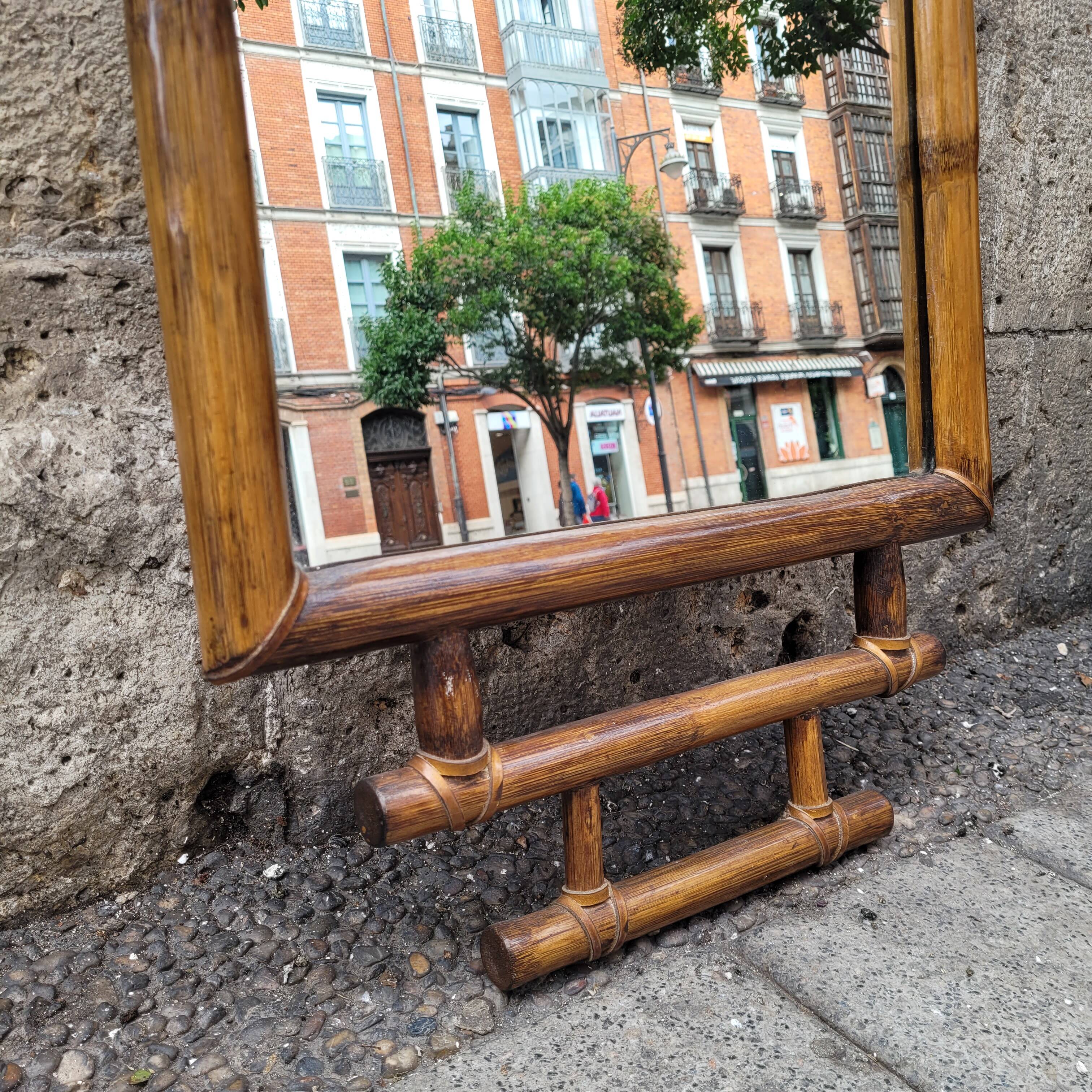Colonial mirror with bamboo frame, 1900s - France