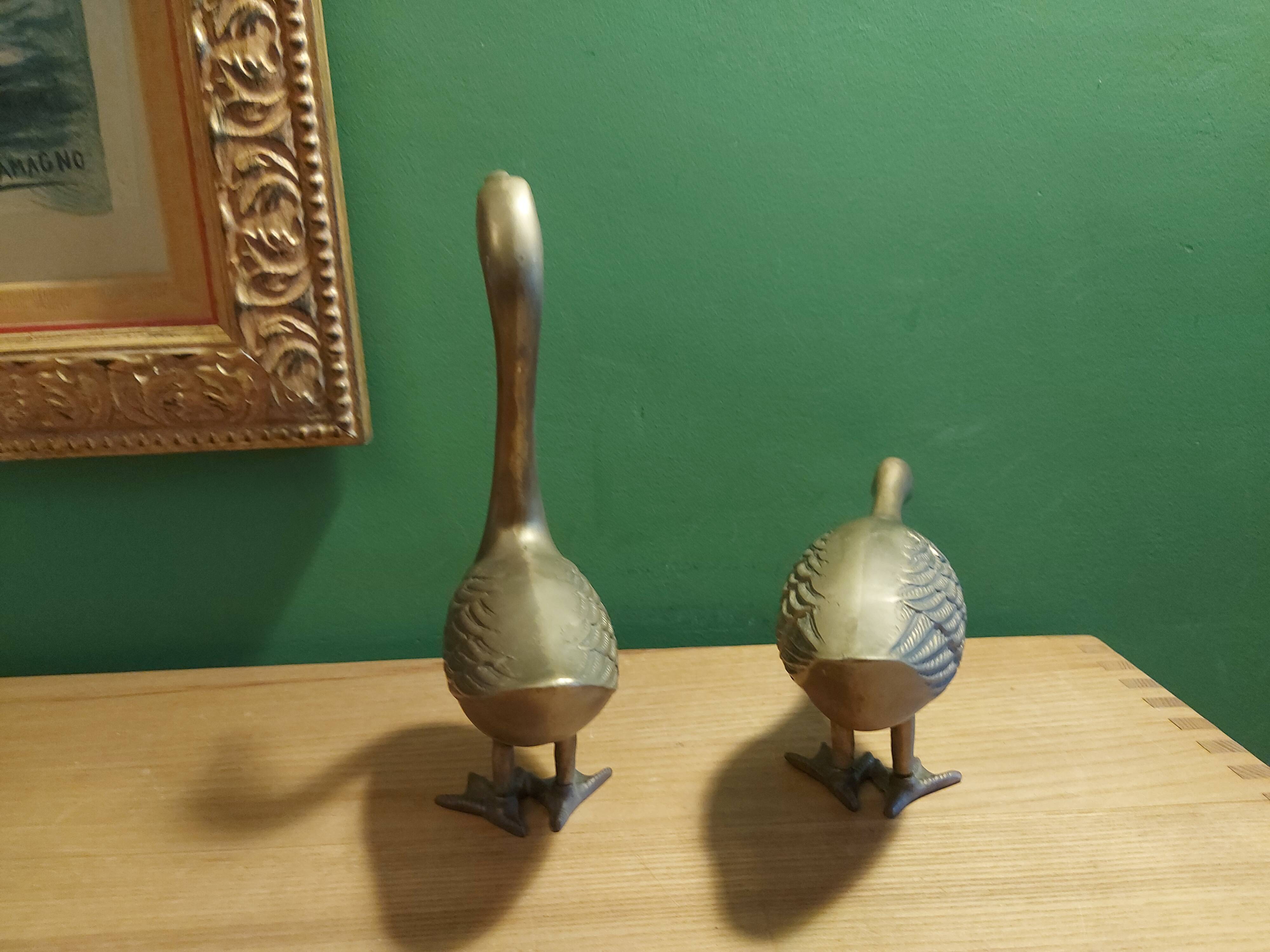 2 grands cygnes en laiton