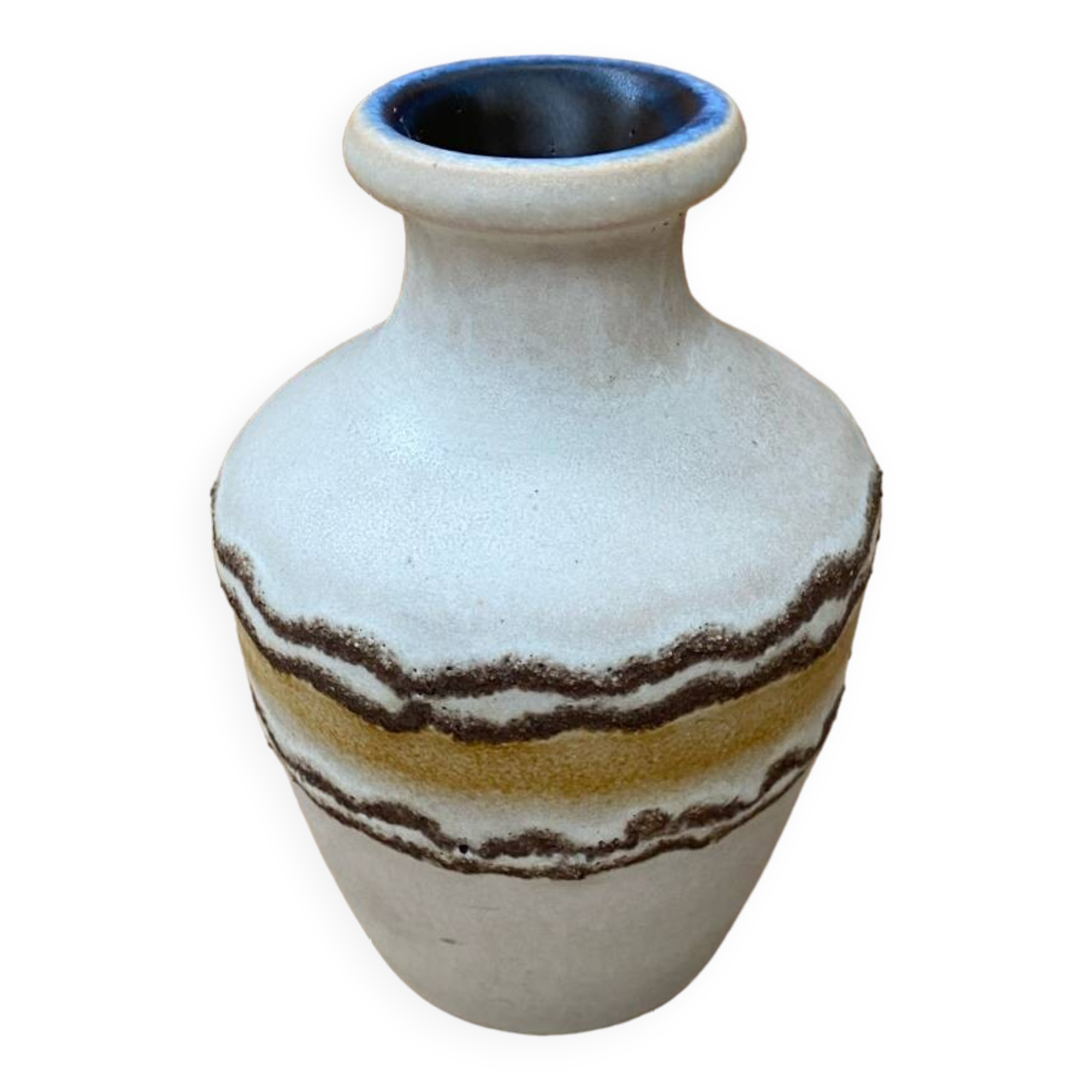 Antique Vintage Beige & Brown Ceramic Vase #B617