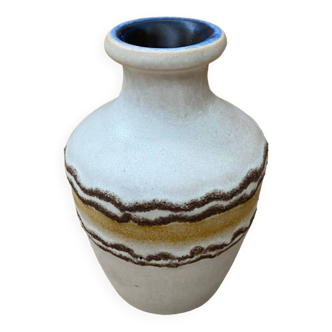 Ancien Vase Céramique Beige & Marron Vintage #B617