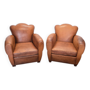 fauteuils club en cuir - style art