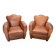 French Art Deco Style Leather Club Armchairs, 1950/60s