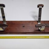 Wall-mounted coat rack in wood and metal, 4 hooks, industrial style, 100 cm