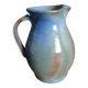 Enamel pitcher in pastel blue and green, signed