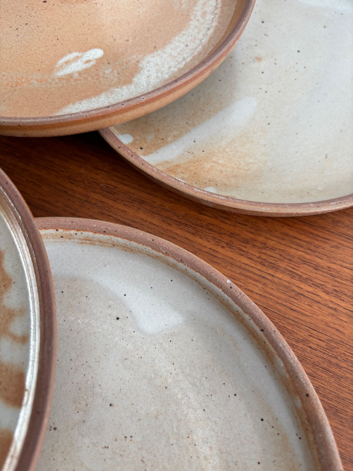 Natural stoneware plate 1970 vintage ceramic beige