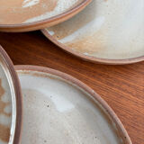 Natural stoneware plate 1970 vintage ceramic beige