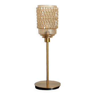 Table lamp made from an old golden glass pendant light