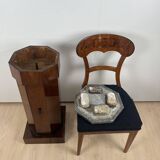 Biedermeier Drum Cabinet in Walnut Veneer & Marble, France, 1830s