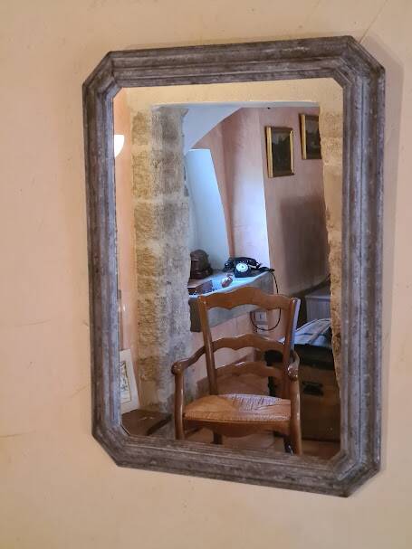 19th century style octagonal wooden mirror