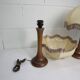 Pair of 1930s Art Deco bedside lamps with fringes, solid wood legs 52cm