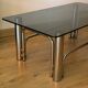 Vintage coffee table in chrome metal and smoked glass, 1970s