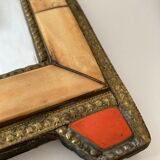 Vintage mirror bohemian metal and horn - 28x19cm