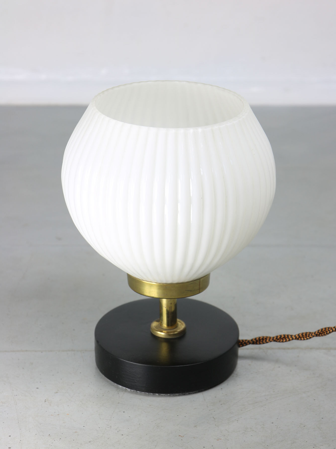 Mid-century brass & opaline table lamp