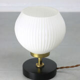 Mid-century brass & opaline table lamp