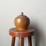 Bonbonnière en bois tourné décor floral peint à la main