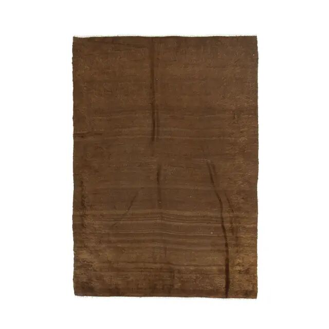 Vintage Turkish Hand-Knotted Wool Cotton Brown Kilim Area Rug 130x187