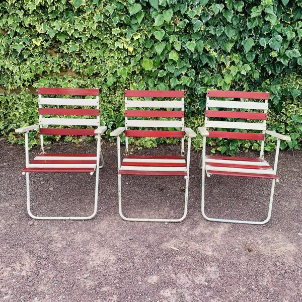 Ensemble de 3 fauteuils pliants de jardin